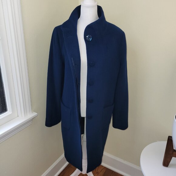 Kristen Blake Blue Lambswool Blend Coat Studio Collection Peacoat Women's Size 6 - Picture 9 of 15
